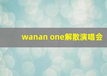 wanan one解散演唱会